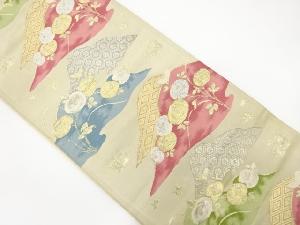 アンティーク　遠山に万寿菊・古典柄織り出し袋帯（材料）